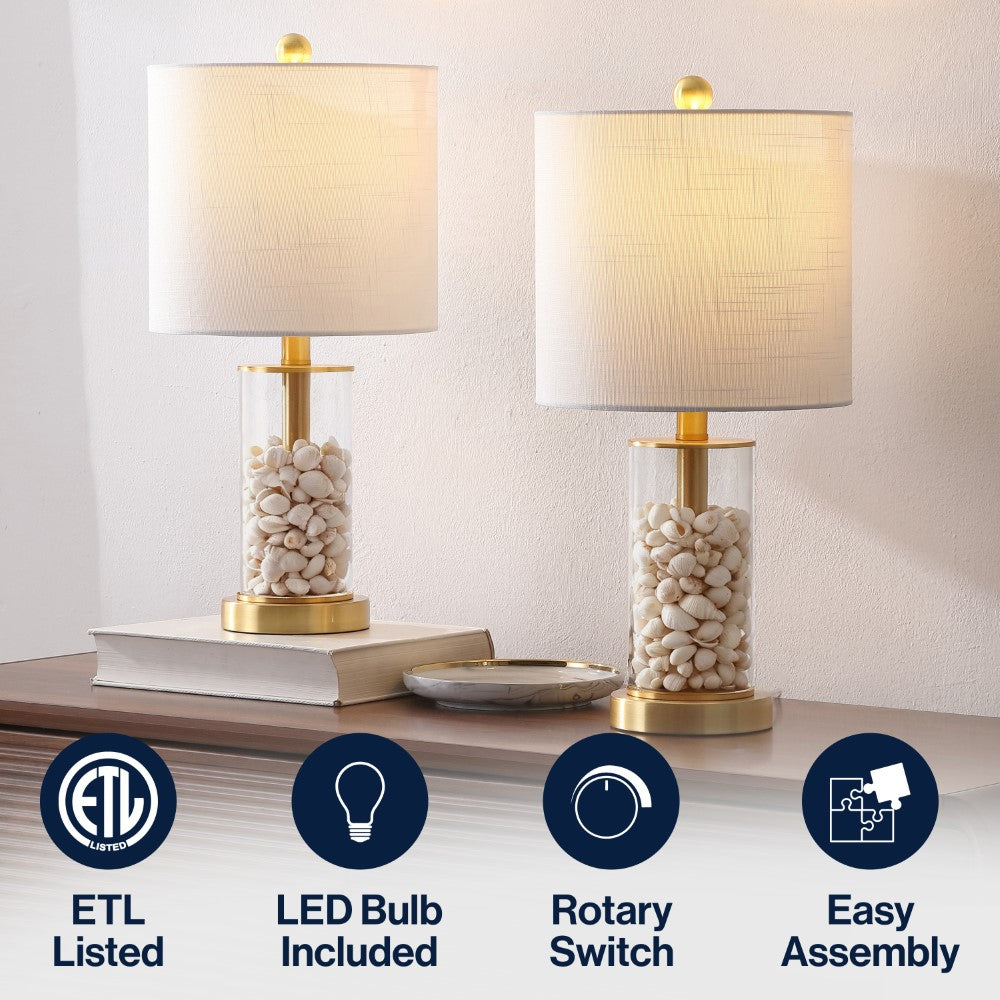 Luxova 20.5" Glass Modern Contemporary Fillable Glass LED Table Lamp