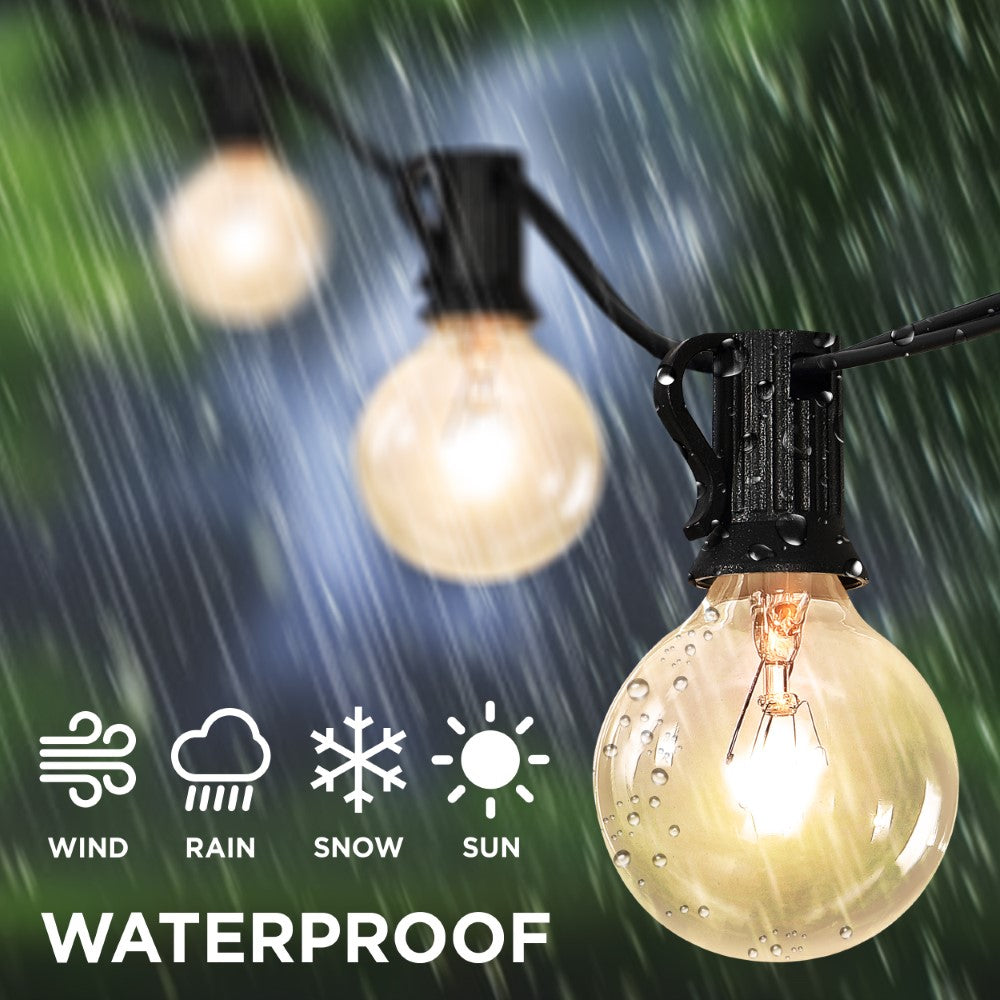 Brit 25-Light Indoor/Outdoor 25 ft. Contemporary Rustic Incandescent G40 Bistro Globe Bulb String Lights