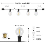 Brit 25-Light Indoor/Outdoor 25 ft. Contemporary Rustic Incandescent G40 Bistro Globe Bulb String Lights