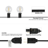 Brit 25-Light Indoor/Outdoor 25 ft. Contemporary Rustic Incandescent G40 Bistro Globe Bulb String Lights