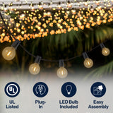 Brit 25-Light Indoor/Outdoor 25 ft. Contemporary Rustic Incandescent G40 Bistro Globe Bulb String Lights