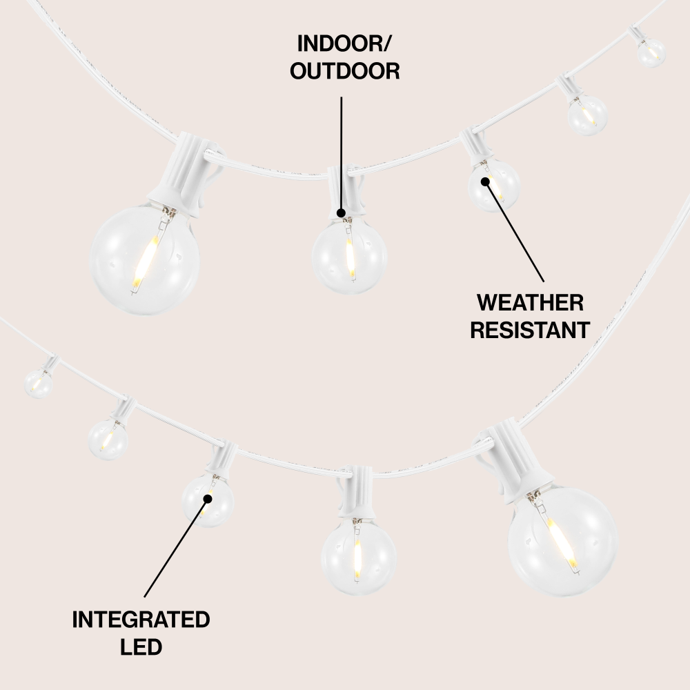 Brit 25-Light Indoor/Outdoor 25 ft. Contemporary Rustic Incandescent G40 Bistro Globe Bulb String Lights