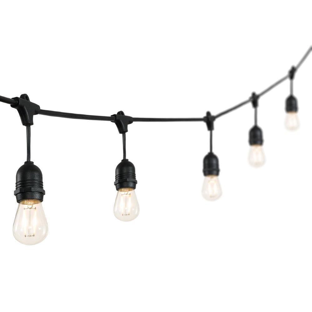Friv 15-Light Indoor/Outdoor 48 ft. Rustic Industrial LED S14 Edison Bulb String Lights, Black