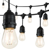 Friv 15-Light Indoor/Outdoor 48 ft. Rustic Industrial LED S14 Edison Bulb String Lights, Black