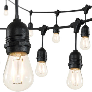 Friv 15-Light Indoor/Outdoor 48 ft. Rustic Industrial LED S14 Edison Bulb String Lights, Black