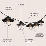 Milta 10-Light Indoor/Outdoor 10 ft. Rustic Farmhouse Incandescent G40 Metal Cage Shade String Lights