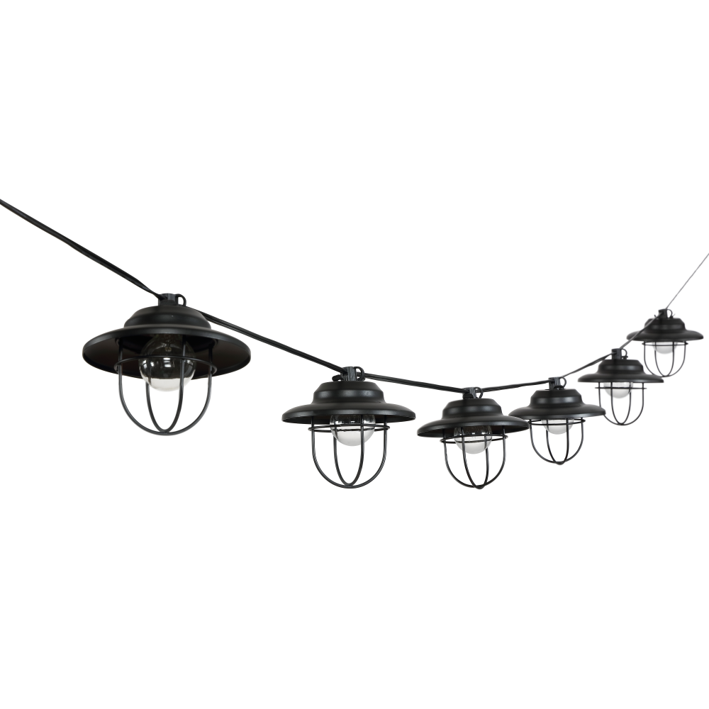Milta 10-Light Indoor/Outdoor 10 ft. Rustic Farmhouse Incandescent G40 Metal Cage Shade String Lights