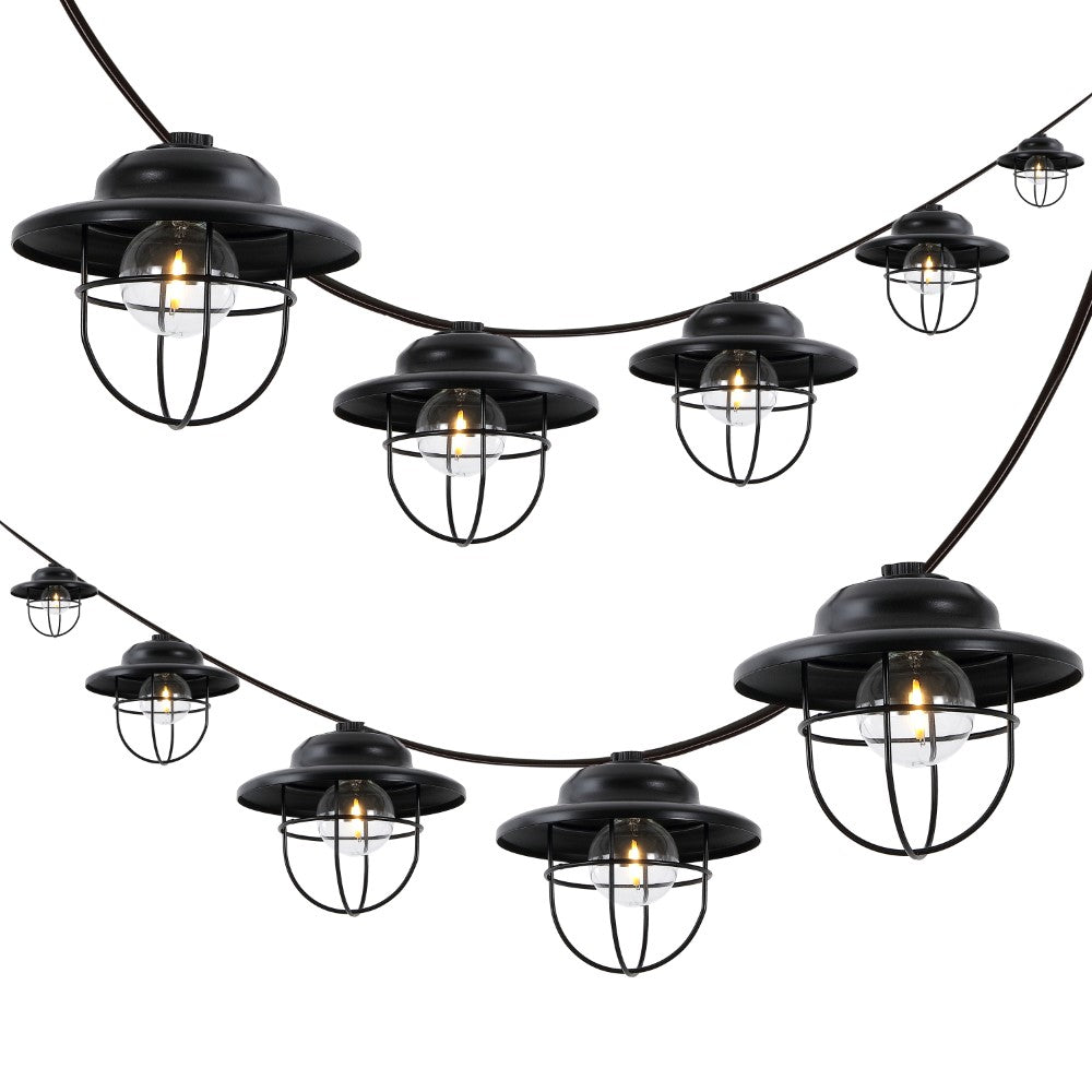 Milta 10-Light Indoor/Outdoor 10 ft. Rustic Farmhouse Incandescent G40 Metal Cage Shade String Lights