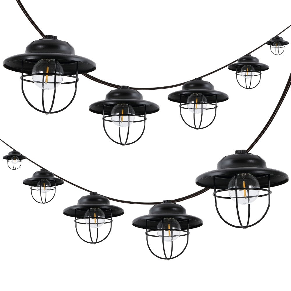 Milta 10-Light Indoor/Outdoor 10 ft. Rustic Farmhouse Incandescent G40 Metal Cage Shade String Lights