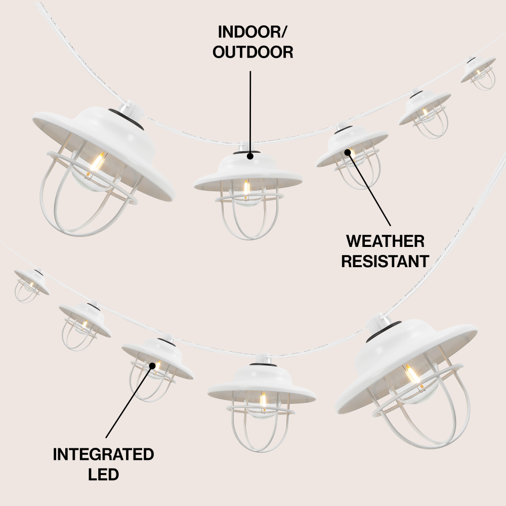 Milta 10-Light Indoor/Outdoor 10 ft. Rustic Farmhouse Incandescent G40 Metal Cage Shade String Lights