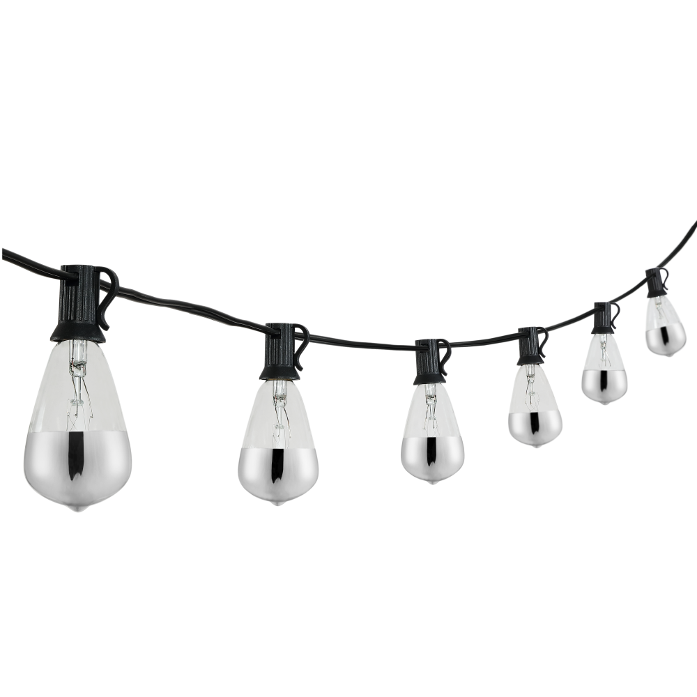 Fergo 10-Light Indoor/Outdoor 10 ft. Rustic Industrial Incandescent C7 Half-Chrome Bulb String Lights
