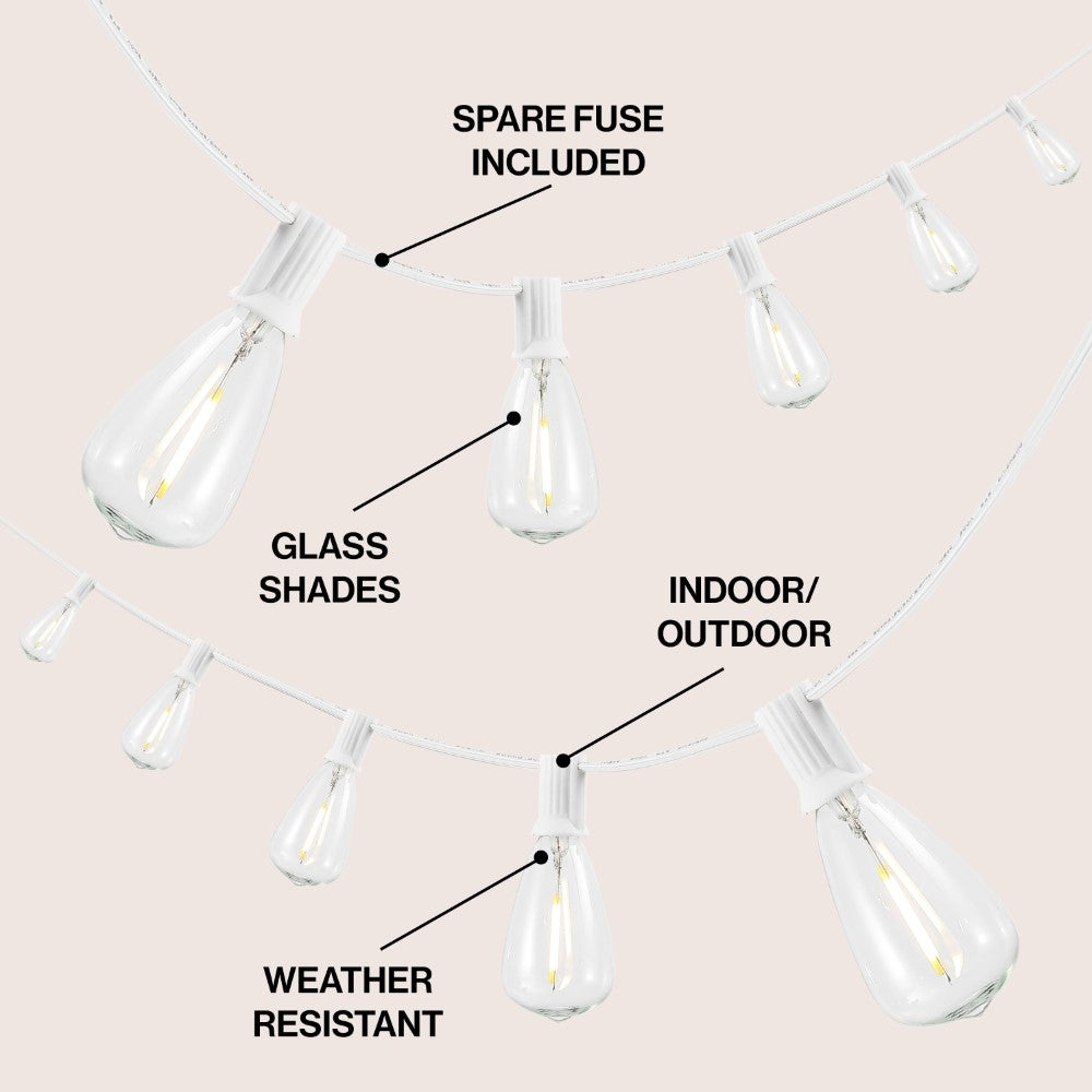 Fergo 10-Light Indoor/Outdoor 10 ft. Rustic Industrial Incandescent C7 Half-Chrome Bulb String Lights
