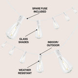 Fergo 10-Light Indoor/Outdoor 10 ft. Rustic Industrial Incandescent C7 Half-Chrome Bulb String Lights