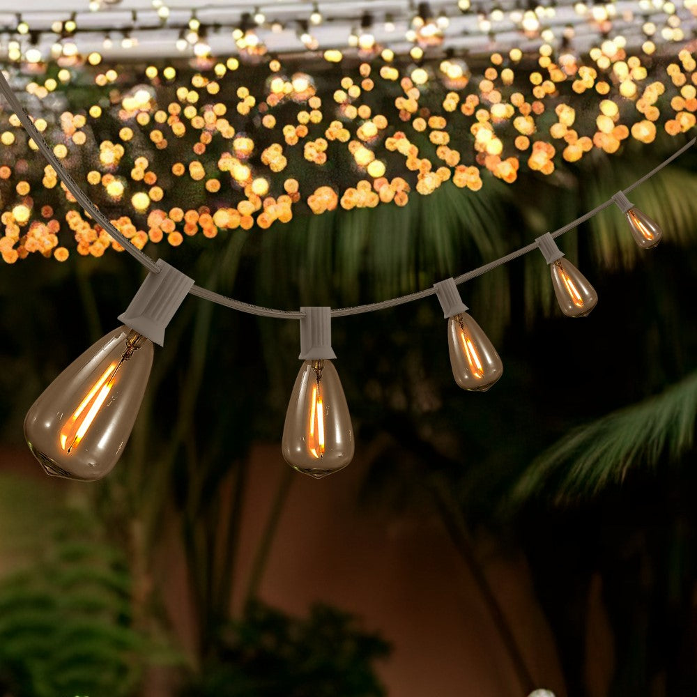 Fergo 10-Light Indoor/Outdoor 10 ft. Rustic Industrial Incandescent C7 Half-Chrome Bulb String Lights