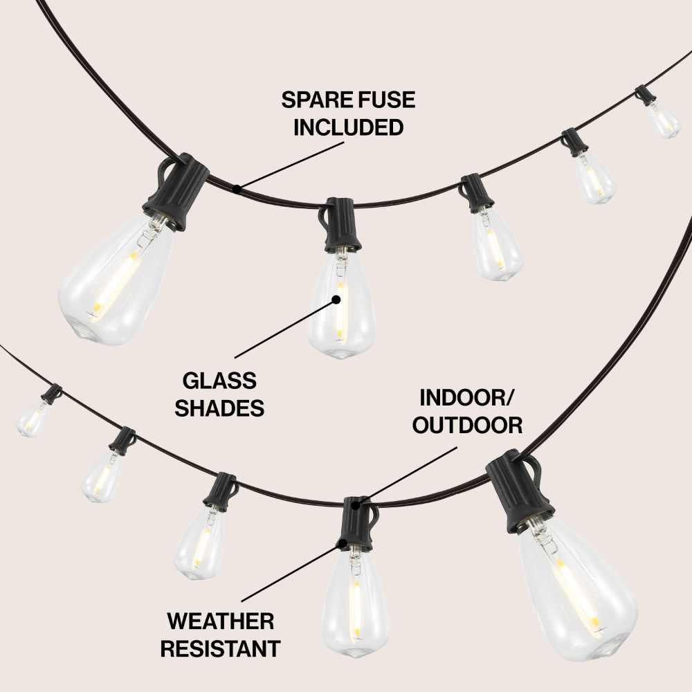 Fergo 10-Light Indoor/Outdoor 10 ft. Rustic Industrial Incandescent C7 Half-Chrome Bulb String Lights