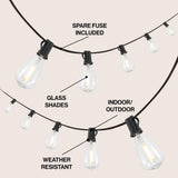 Fergo 10-Light Indoor/Outdoor 10 ft. Rustic Industrial Incandescent C7 Half-Chrome Bulb String Lights