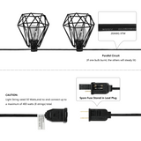 Londo 10-Light Indoor/Outdoor 10 ft. Contemporary Transitional Incandescent G40 Diamond Cage String Lights, Black