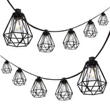Londo 10-Light Indoor/Outdoor 10 ft. Contemporary Transitional Incandescent G40 Diamond Cage String Lights, Black