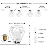Londo 10-Light Indoor/Outdoor 10 ft. Contemporary Transitional Incandescent G40 Diamond Cage String Lights, Black