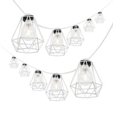 Londo 10-Light Indoor/Outdoor 10 ft. Contemporary Transitional Incandescent G40 Diamond Cage String Lights, Black