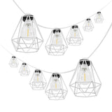Londo 10-Light Indoor/Outdoor 10 ft. Contemporary Transitional Incandescent G40 Diamond Cage String Lights, Black