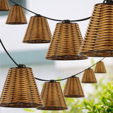 Hampton 10-Light Indoor/Outdoor 10 ft. Classic Cottage Incandescent G40 Faux-Rattan Shaded String Lights