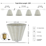 Hampton 10-Light Indoor/Outdoor 10 ft. Classic Cottage Incandescent G40 Faux-Rattan Shaded String Lights