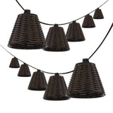 Hampton 10-Light Indoor/Outdoor 10 ft. Classic Cottage Incandescent G40 Faux-Rattan Shaded String Lights