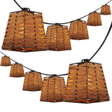 Lampat 10-Light Indoor/Outdoor 10 ft. Classic Vintage Incandescent G40 Square Bamboo Shaded String Lights