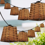 Lampat 10-Light Indoor/Outdoor 10 ft. Classic Vintage Incandescent G40 Square Bamboo Shaded String Lights