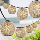 Arbrac 10-Light Indoor/Outdoor 10 ft. Rustic Coastal Incandescent C7 Globe Hemp Rope Shaded String Lights
