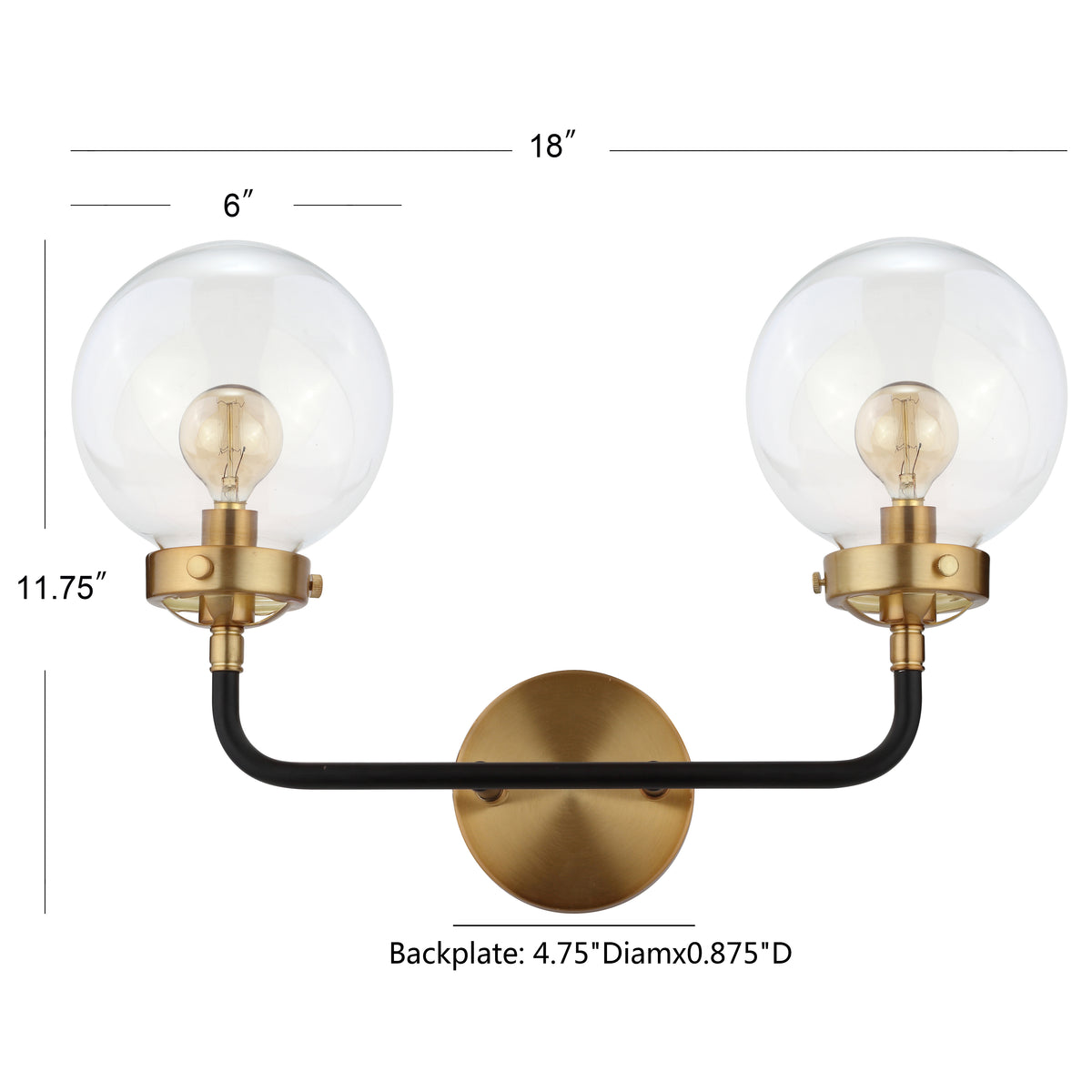 Iris Brass Vanity Wall Sconce Clear