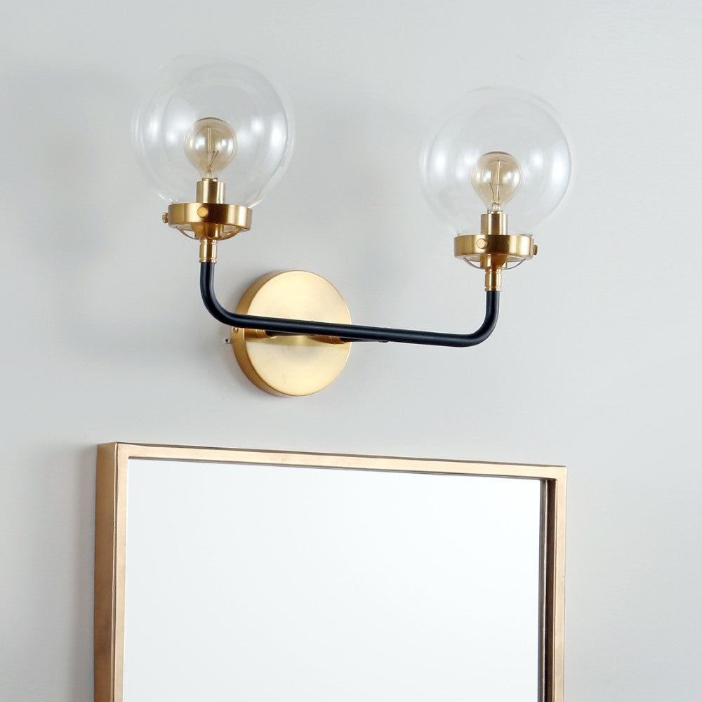 Iris Brass Vanity Wall Sconce Clear