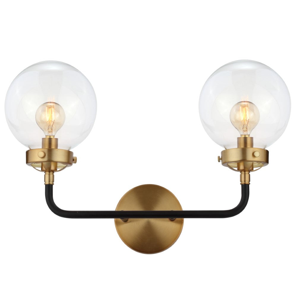 Iris Brass Vanity Wall Sconce Clear