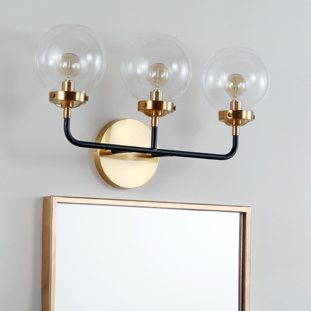 Iris Brass Vanity Wall Sconce Clear