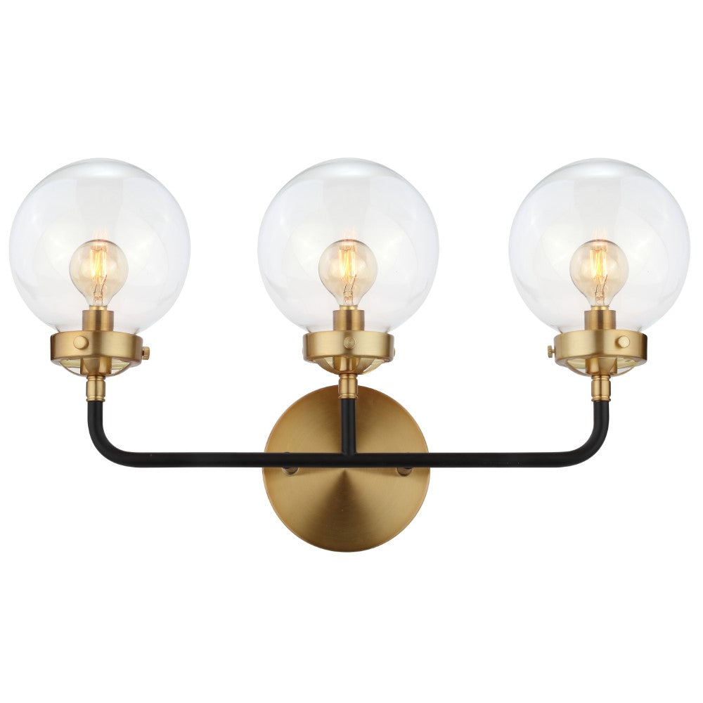 Iris Brass Vanity Wall Sconce Clear
