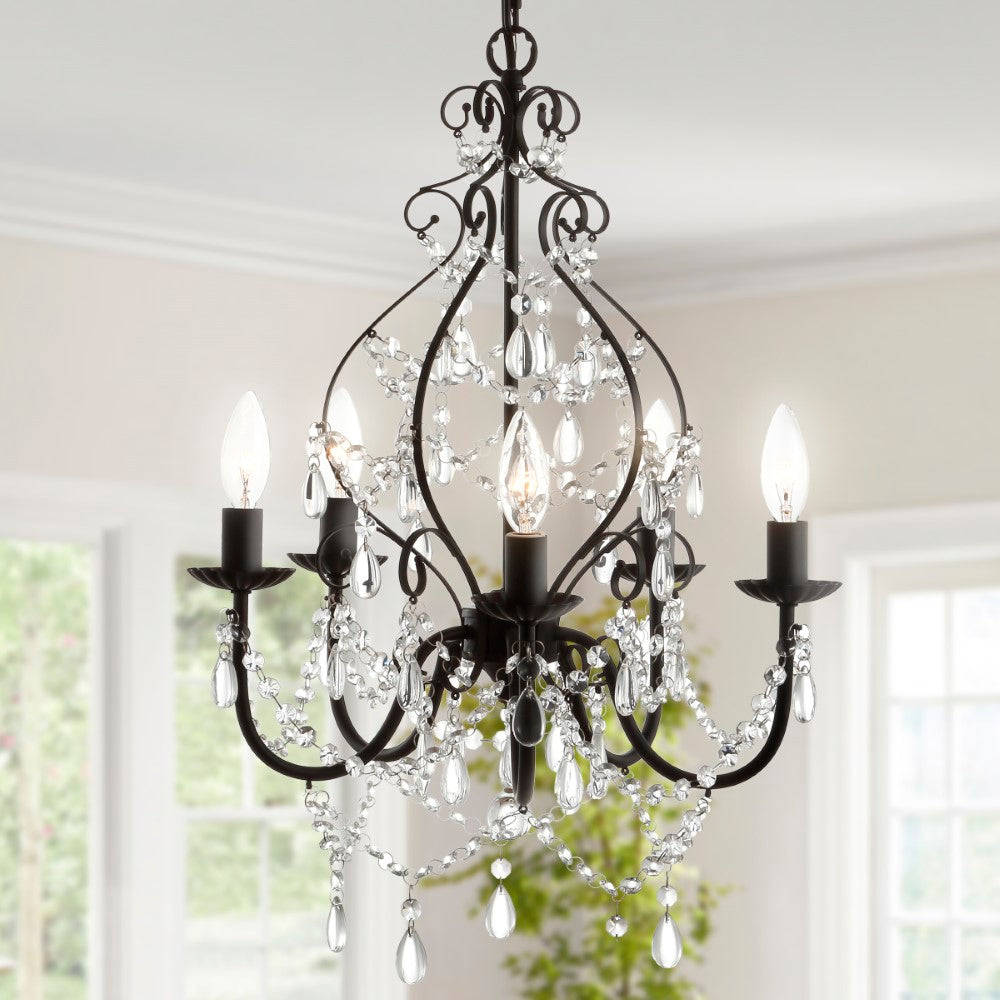 Tiana 5-Light 17" Crystal/Metal LED Chandelier
