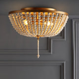 Mila 15" Wood Beaded/Metal LED Flush Mount