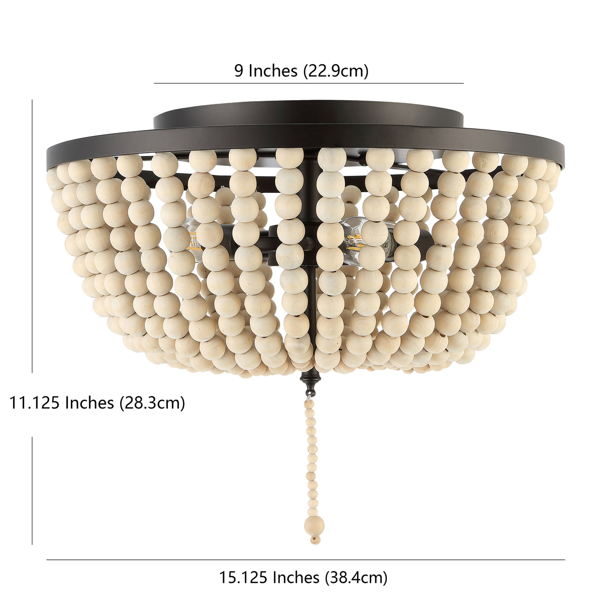 Mila 15" Wood Beaded/Metal LED Flush Mount
