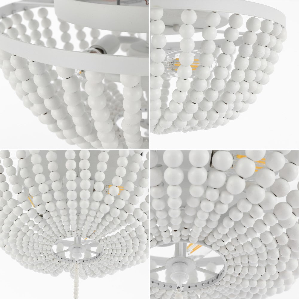 Mila 15" Wood Beaded/Metal LED Flush Mount