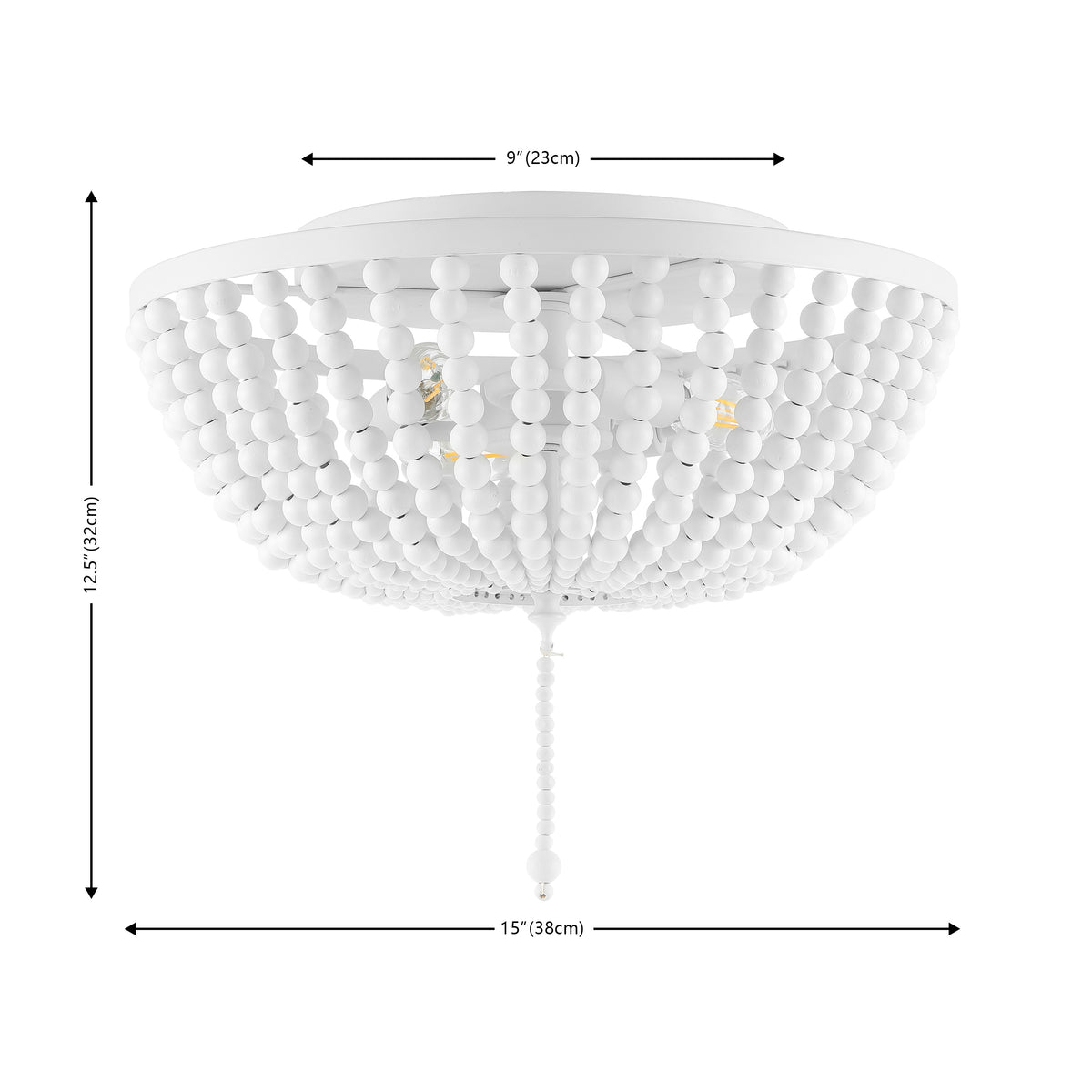 Mila 15" Wood Beaded/Metal LED Flush Mount