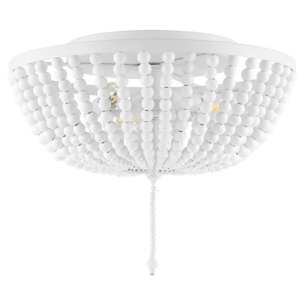 Mila 15" Wood Beaded/Metal LED Flush Mount