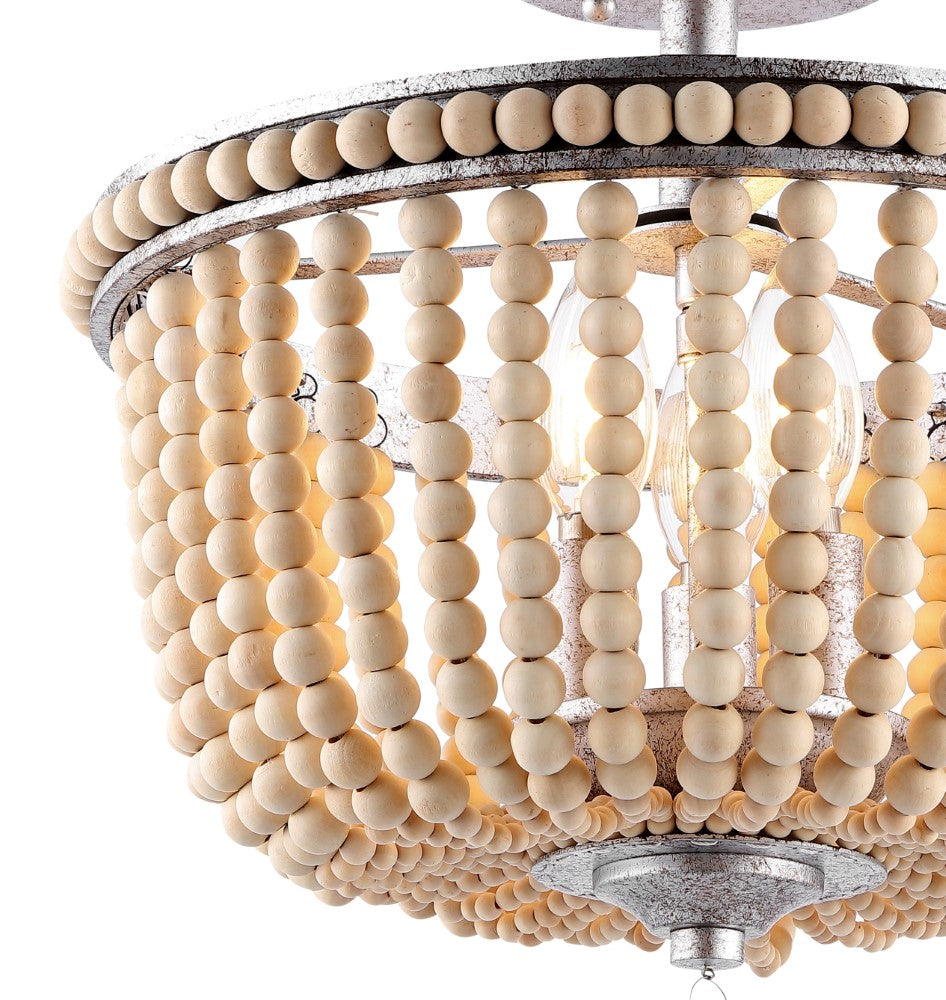Jordan 14" Wood Beaded/Metal LED Flush Mount