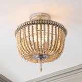 Jordan 14" Wood Beaded/Metal LED Flush Mount