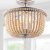 Jordan 14" Wood Beaded/Metal LED Flush Mount
