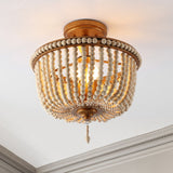 Jordan 14" Wood Beaded/Metal LED Flush Mount