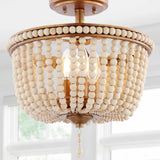 Jordan 14" Wood Beaded/Metal LED Flush Mount