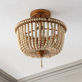 Jordan 14" Wood Beaded/Metal LED Flush Mount