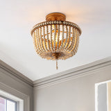 Jordan 14" Wood Beaded/Metal LED Flush Mount
