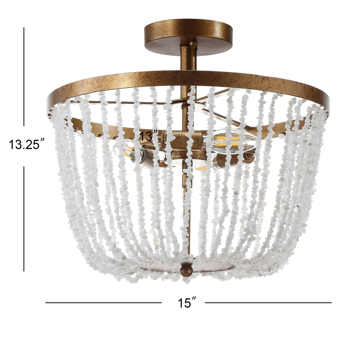 Rex 15" Stone/Metal LED Flush Mount